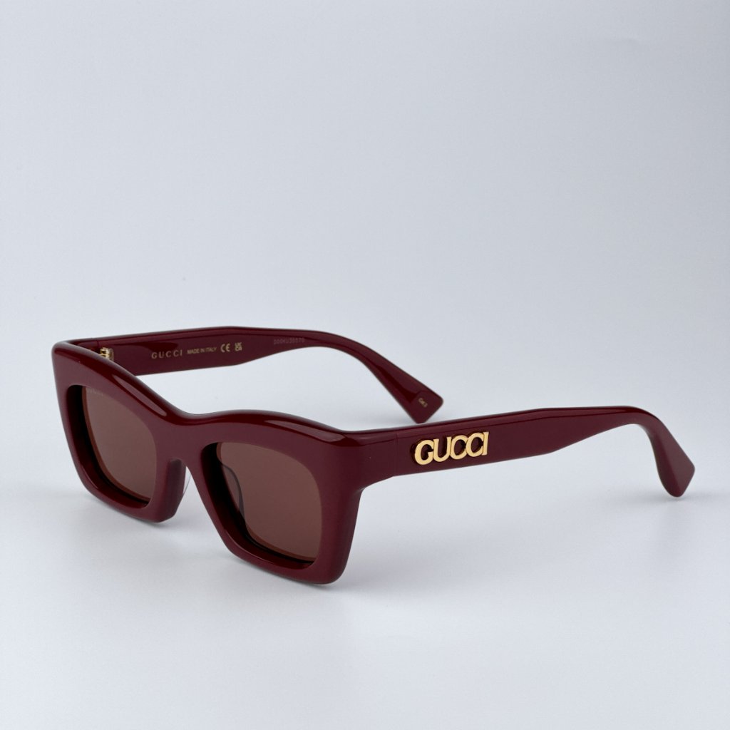 Gucci Women Brand New Sunglasses Burgundy Brown Cat Eye Gg1773s 003